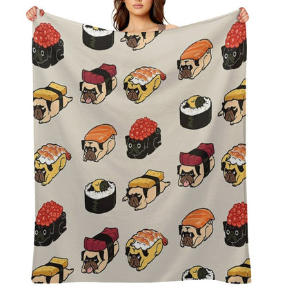 Sushi Pug Throw Blanket