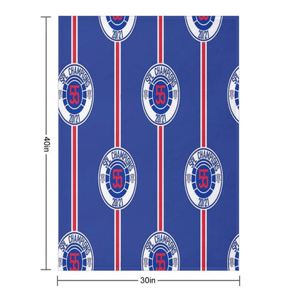 Rangers Fc Champions Mock Badge Design Throw Blanket