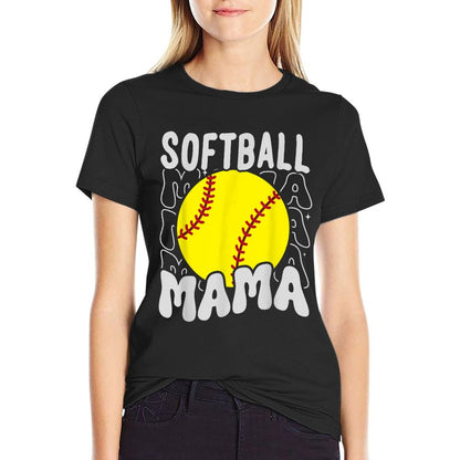 Groovy Softball Mama Softball Daughters Game Mothers Day T-Shirt