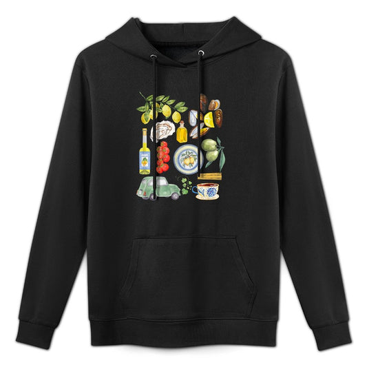 Italian Summer Sardines Tinned Fish Tomato Girl Food Lover Shrink-Resistant Hoodie