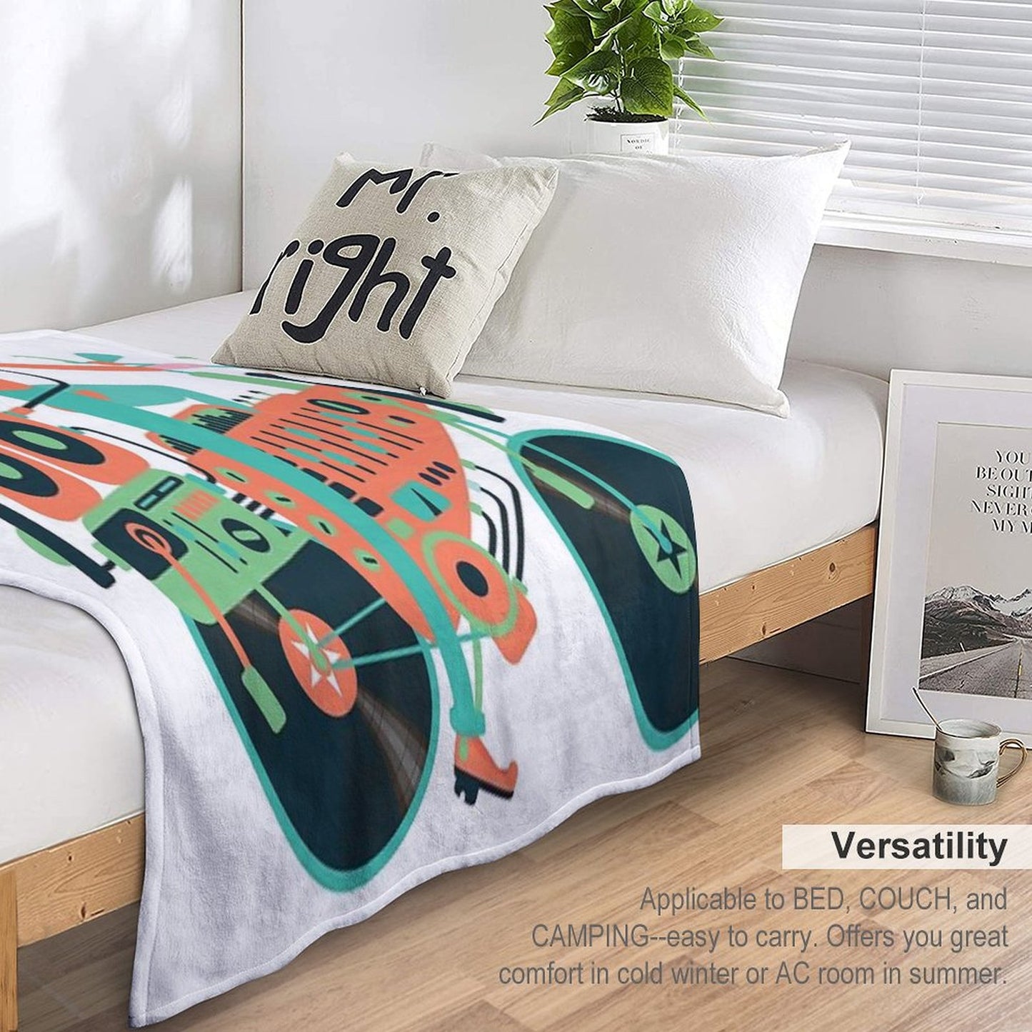 Party Bike. Music And Cycling Throw Blanket