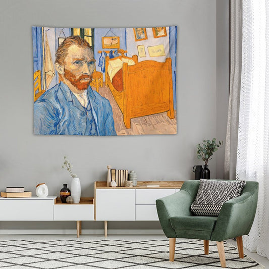 Van Gogh in Front of The Bedroom in Arles Tapestry