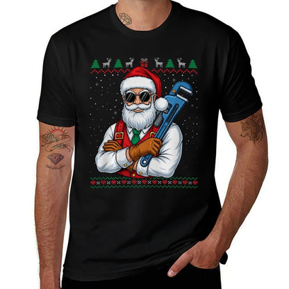 Plumber Santa Claus Christmas Funny Ugly Sweater Premium Tri-Blend  Slim-fit Cut T-Shirt