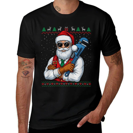 Plumber Santa Claus Christmas Funny Ugly Sweater Premium Tri-Blend  Slim-fit Cut T-Shirt