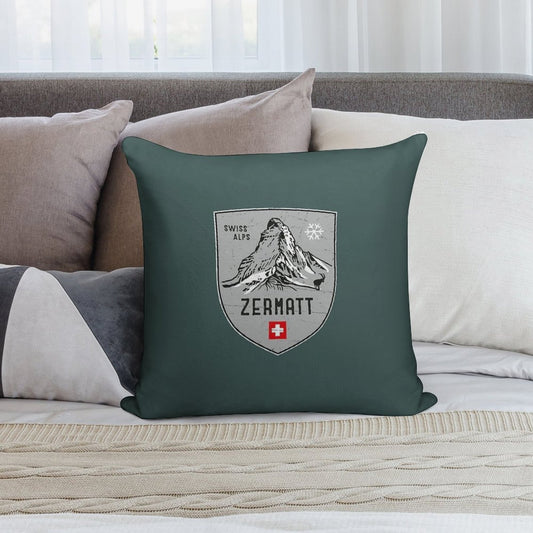 Zermatt Mountain Switzerland Emblem Soft Shrink-Resistant Throw Pillow