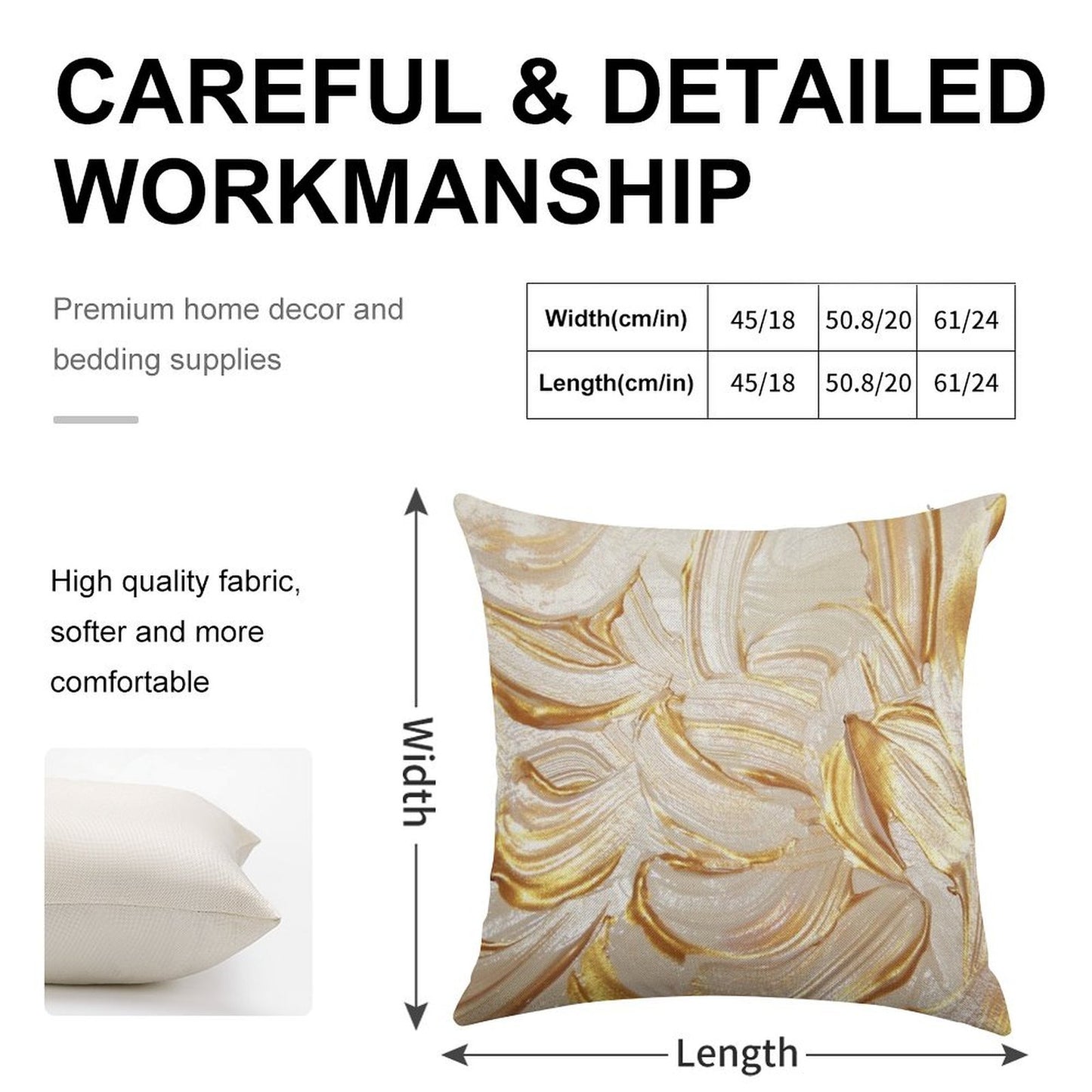 Cream & Gold Wet Paint Linen Throw Pillow Cover