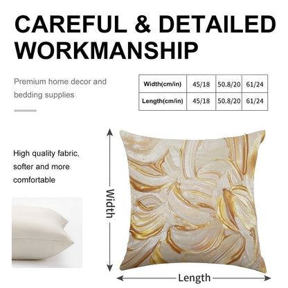 Cream & Gold Wet Paint Linen Throw Pillow Cover