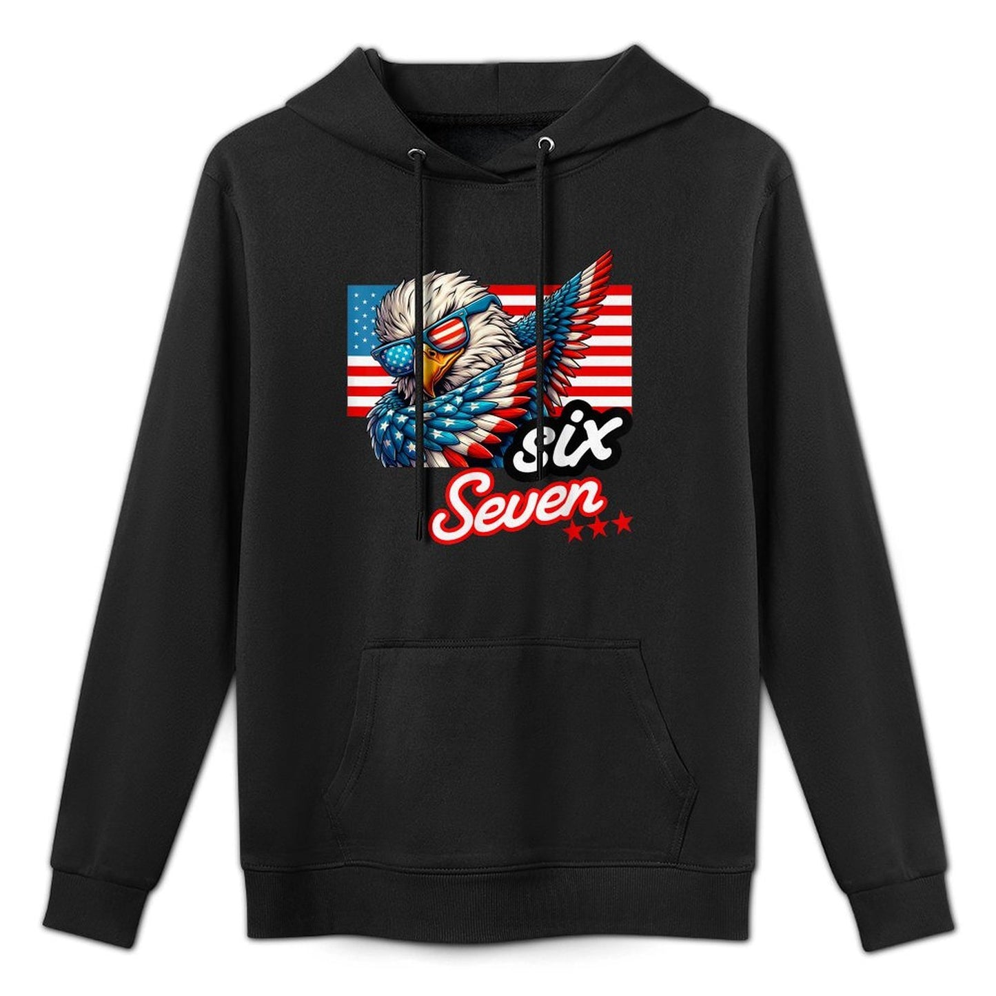 Six Seven Funny Patriotic Dabbing Bald Eagle 6 7 Meme Slang Easy Care Hoodie