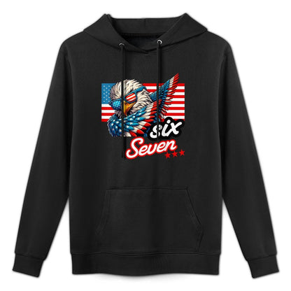 Six Seven Funny Patriotic Dabbing Bald Eagle 6 7 Meme Slang Easy Care Hoodie