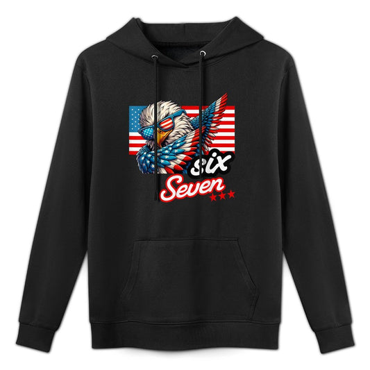 Six Seven Funny Patriotic Dabbing Bald Eagle 6 7 Meme Slang Easy Care Hoodie