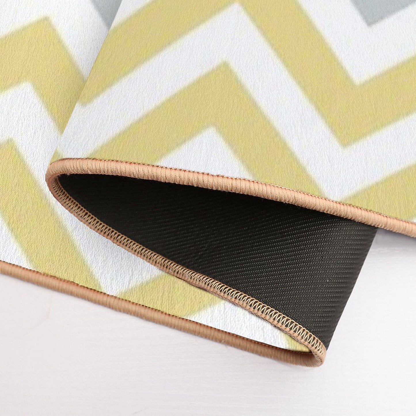 Trendy Yellow And Gray Chevron Bath Mat