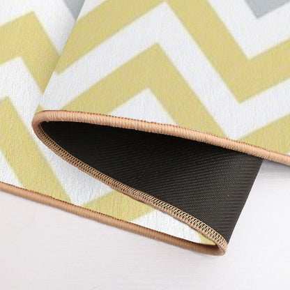 Trendy Yellow And Gray Chevron Bath Mat