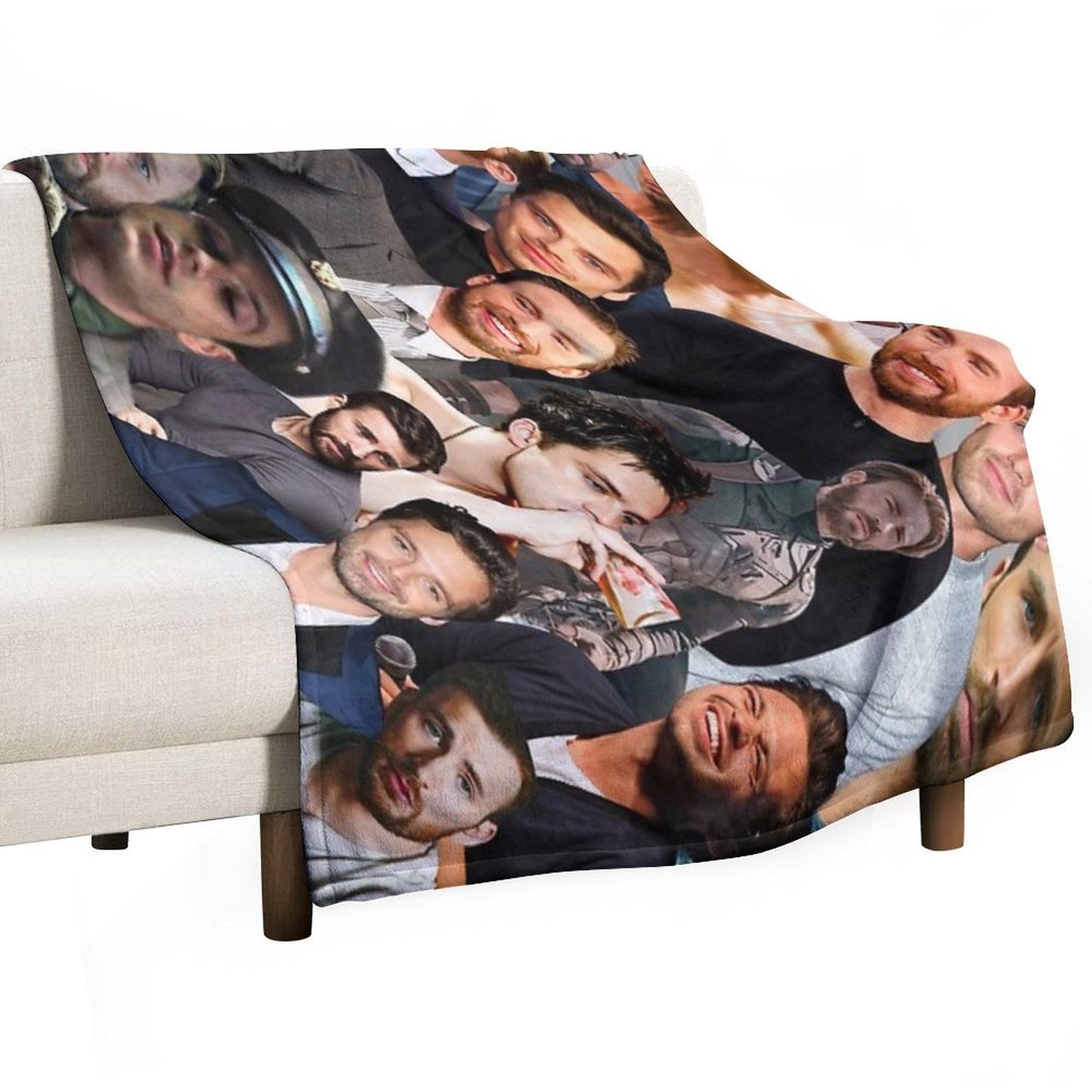 Chris Evans And Sebastian Stan Collage Merch Throw Blanket