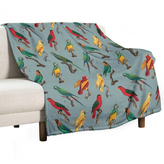 Vintage Parrot Pattern Throw Blanket