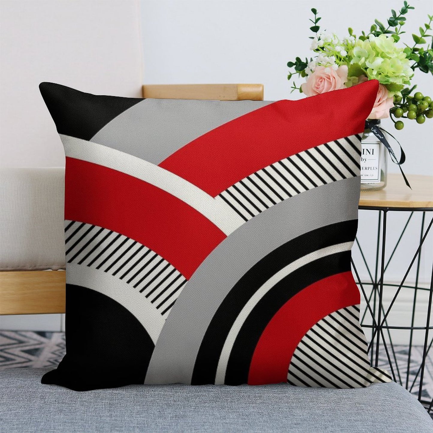 Colorful Geometry Linen Throw Pillow Cover