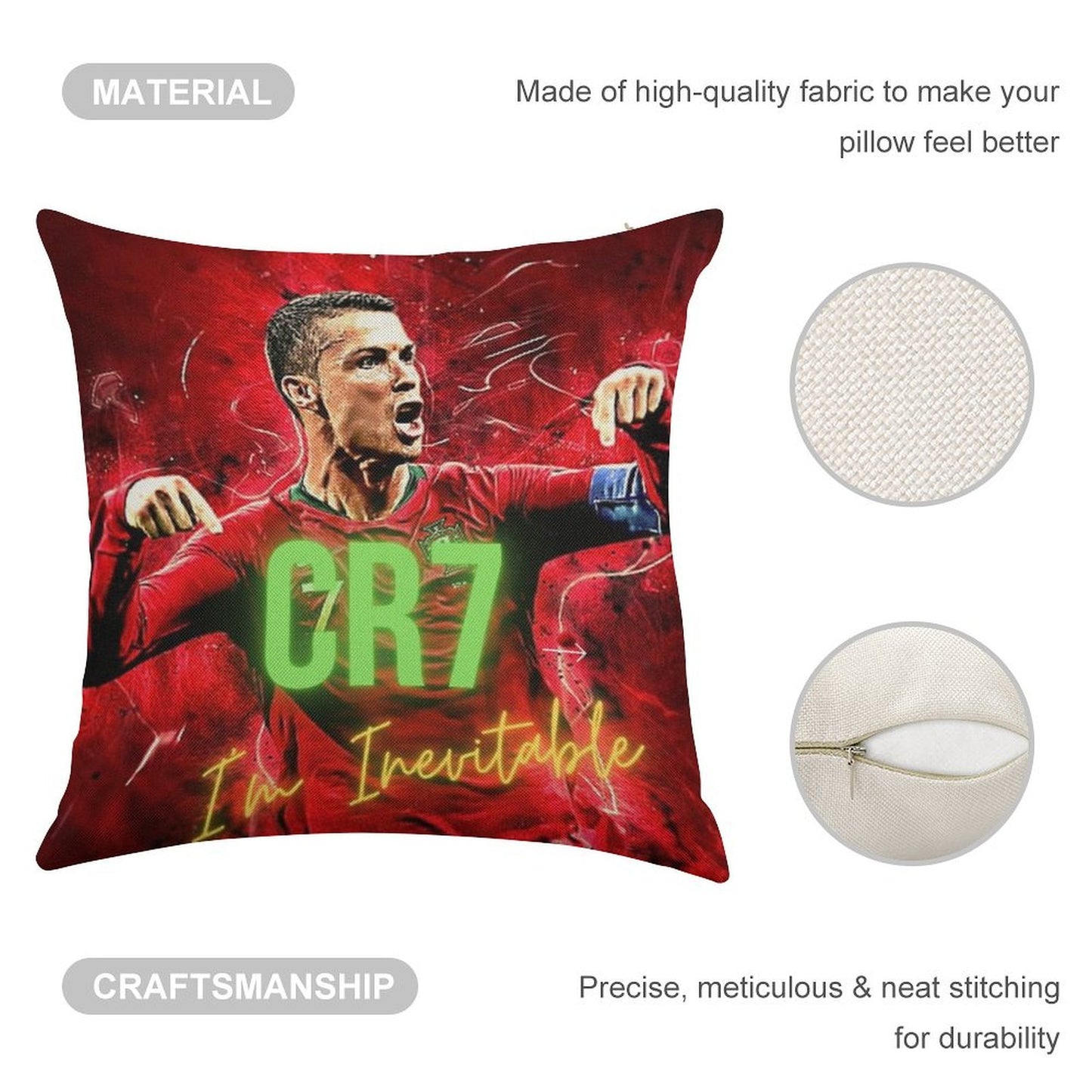 CR7 Linen Throw Pillow Cover