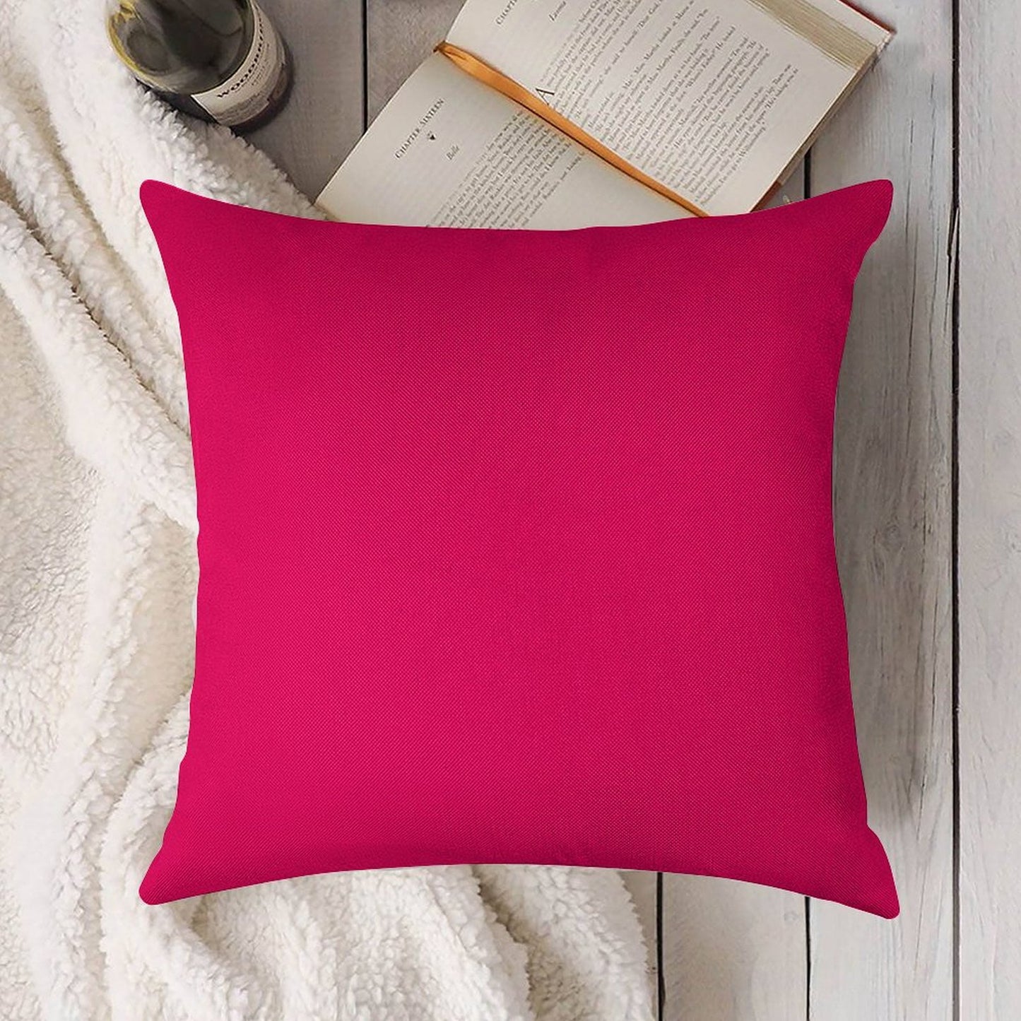 Super Bright Fluorescent Pink Neon Linen Throw Pillow Cover