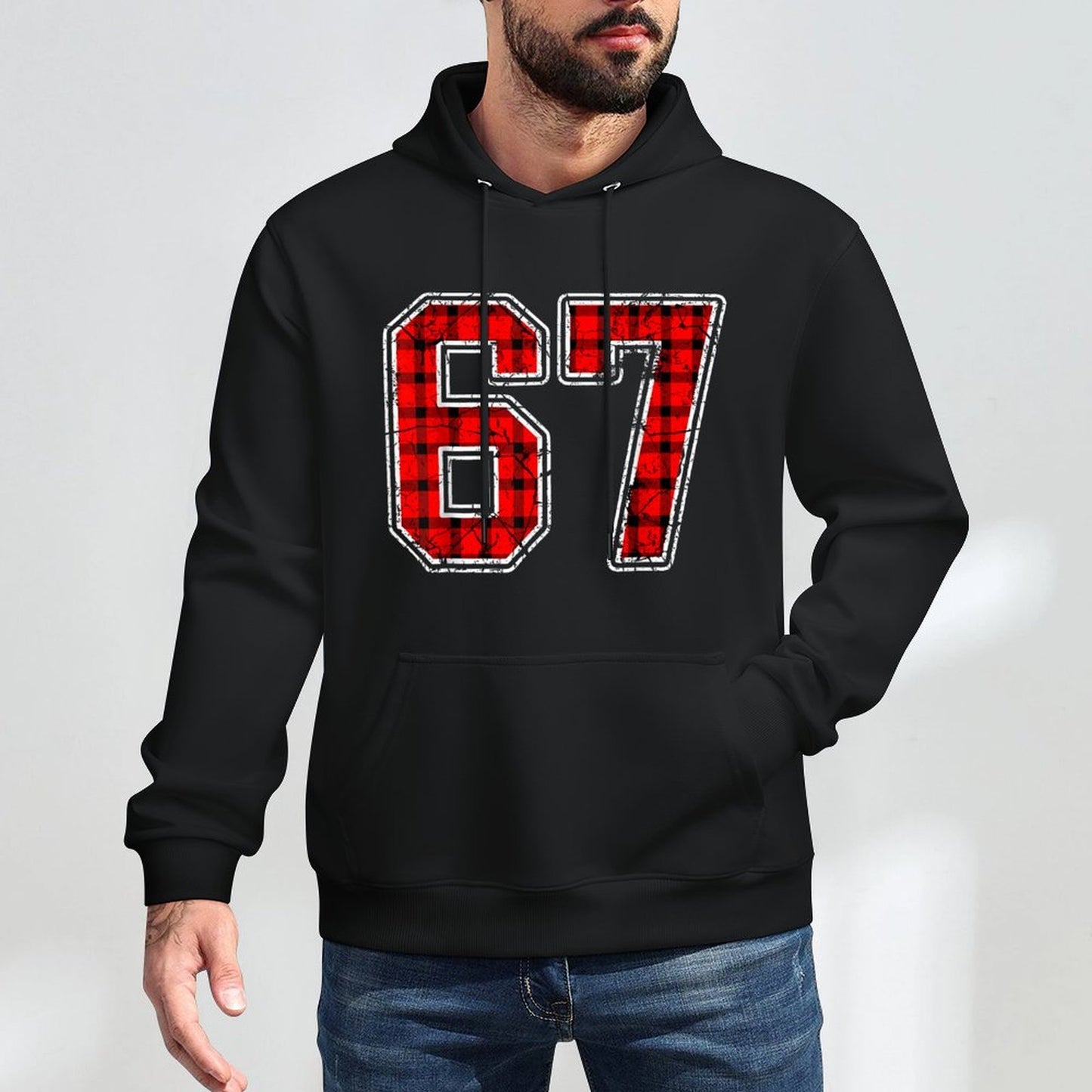Funny Christmas 67 Six Seven Meme Red Plaidns Boys Xmas Layering Staple Hoodie