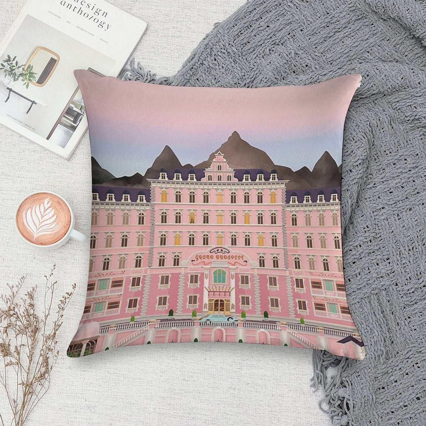 Grand Budapest Hotel Poster Wes Movie Rushmore Soft Decorative Cover Throw Pillow