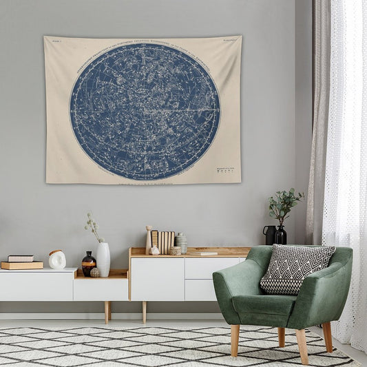 Constellations of The Northern Hemisphere Vintage Azure Blue Tapestry