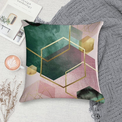 Emerald Green And Pink Geo No 1 Soft Hidden Zipper Throw Pillow