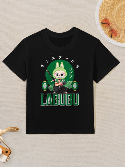 Womens Funny Samurai Labubu Cute Labubu The Monsters Kids T-Shirt