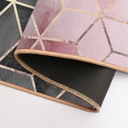 Pink And Grey Gradient Cubes Bath Mat