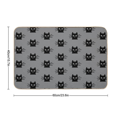 Black Cat Face Bath Mat