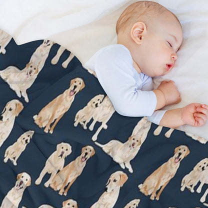 Yellow Labs Navy Throw Blanket