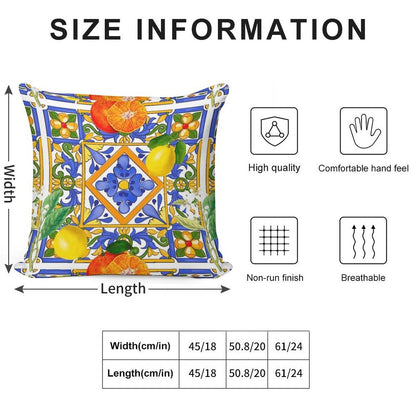 Summer ,Sicilian Tiles ,citrus,oranges,majolica,lemons ,Mediterranean Soft Gift Ready Throw Pillow