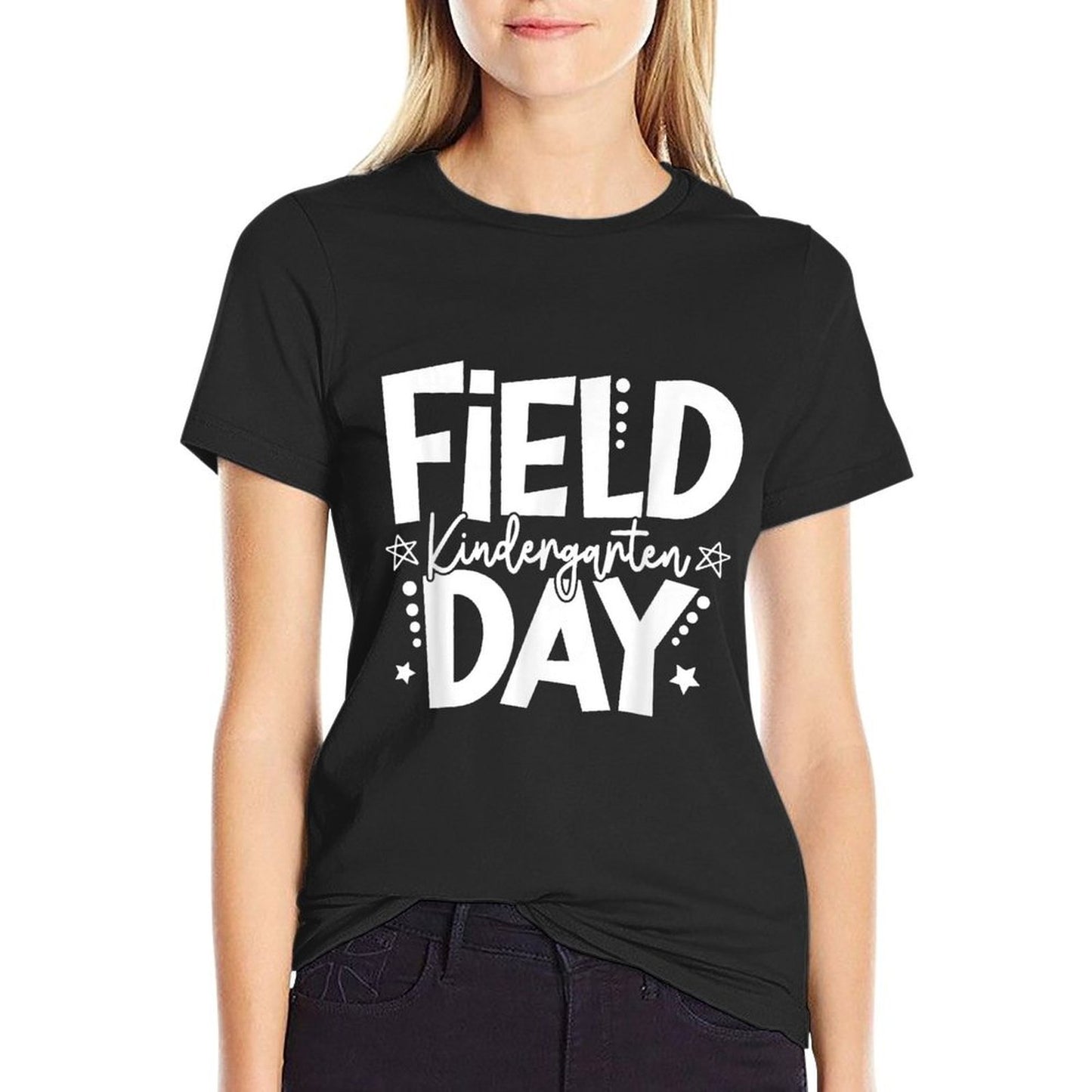 Kindergarten Field Day 2025 Let The Games Begin Kids Teacher  Ribbed Collar T-Shirt