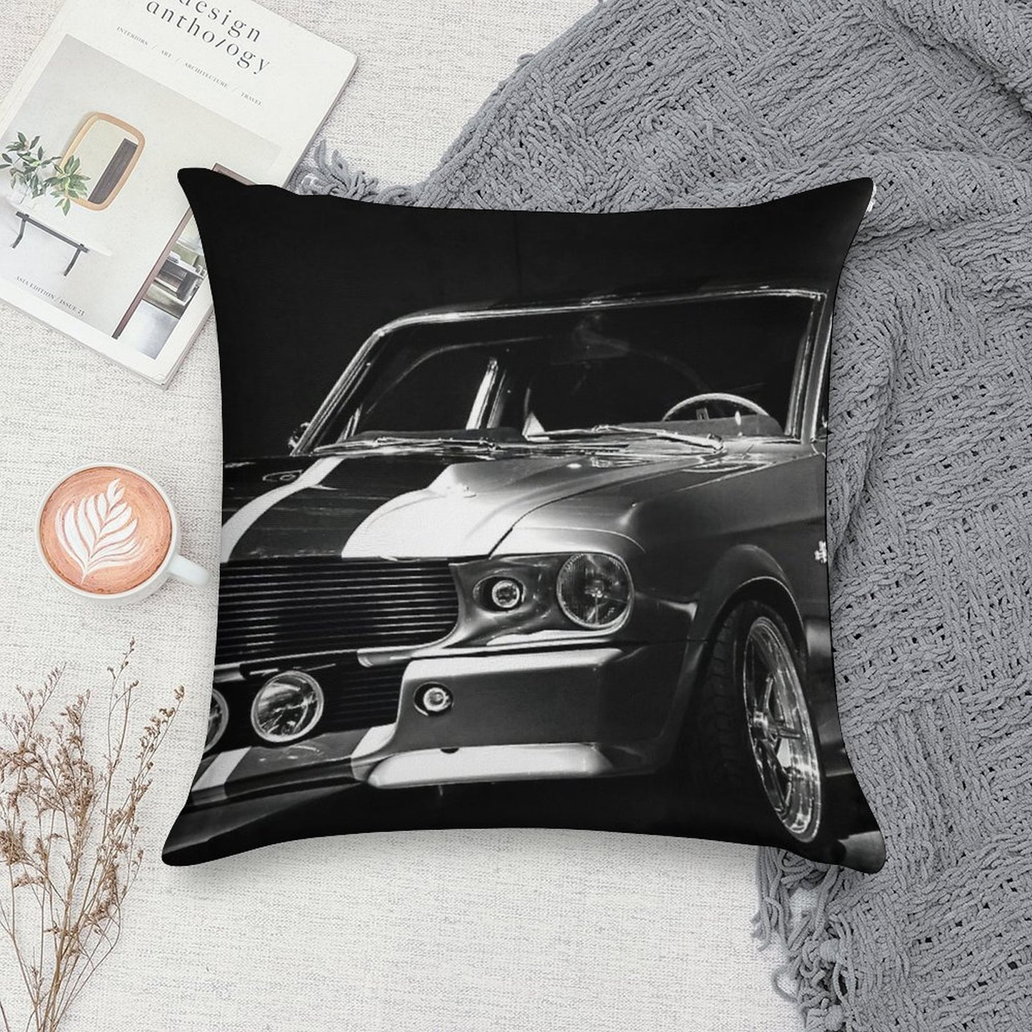 1967 Ford Mustang Shelby GT 500 Soft High-Density Material Throw Pillow