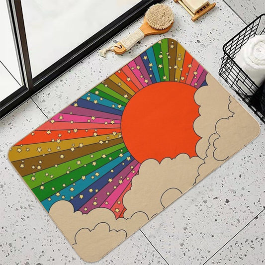Rainbow 70s Sun  Toxin-Free Bath Mat