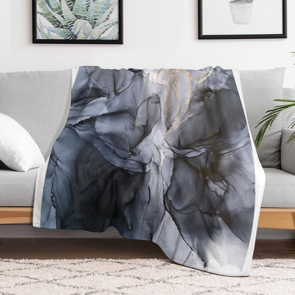 Calm But Dramatic Light Monochromatic Black & Grey Abstract Throw Blanket