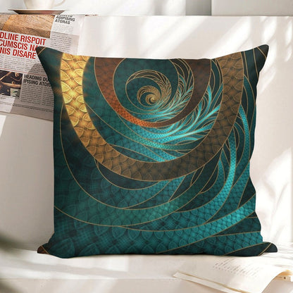 Beautiful Corded Leather Turquoise Fractal Bangles Linen Throw Pillow Cover