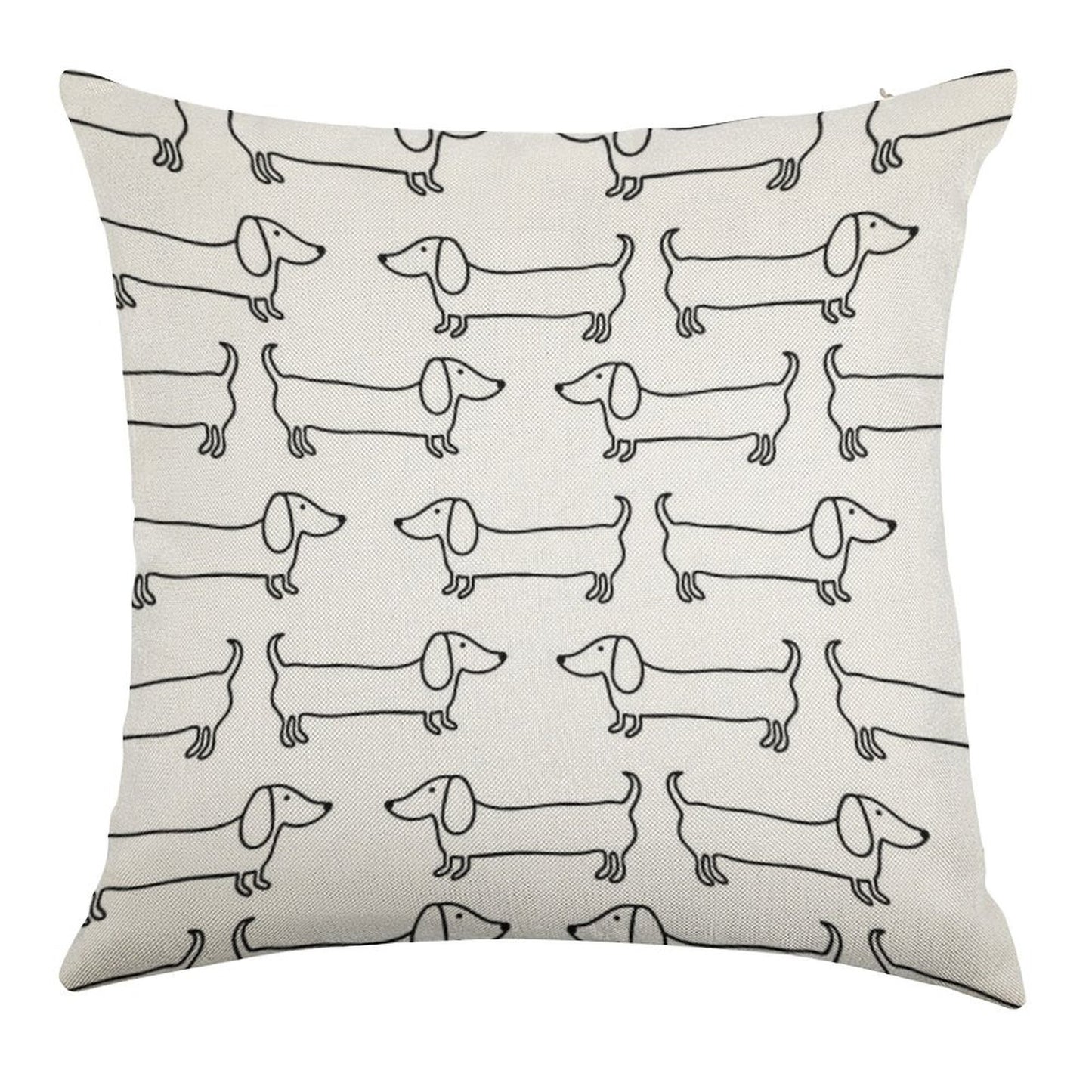 Dachshund in Black-white Linen Throw Pillow Cover