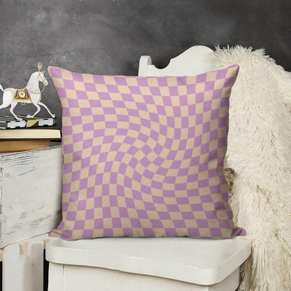 Check V - Lilac Twist Linen Throw Pillow Cover