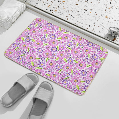 Gerbera Daisy Watercolor- Pink Purple  Dirt-Trapping Bath Mat