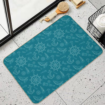 New Nautical Sketches Tone on Tone Using Florida Color Palette by Benjamin Moore- Naples Blue  Absorbent Bath Mat