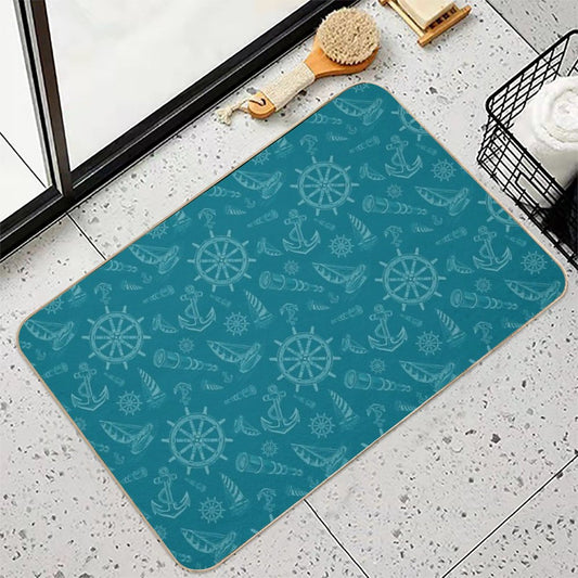 New Nautical Sketches Tone on Tone Using Florida Color Palette by Benjamin Moore- Naples Blue  Absorbent Bath Mat