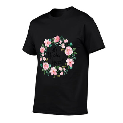 90 Years Loved Men Women 90 Years Old Floral 90th Birthday T-Shirt