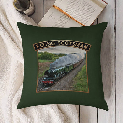 Flying Scotsman And Nameplate Linen Throw Pillow Cover