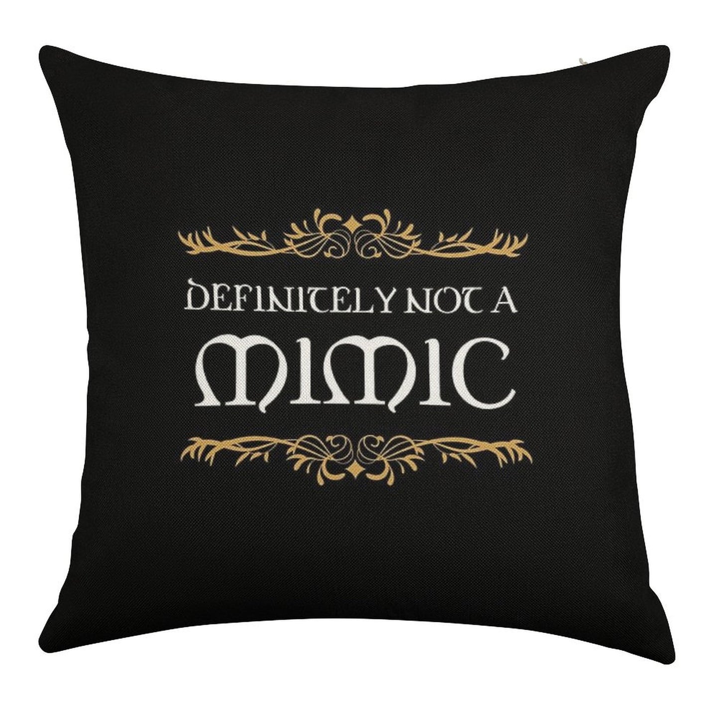 Definitely Not A Mimic Tabletop RPG Addict Linen Throw Pillow Cover