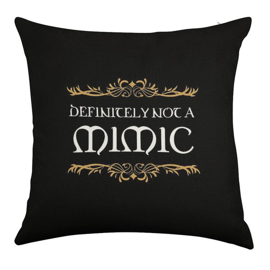 Definitely Not A Mimic Tabletop RPG Addict Linen Throw Pillow Cover