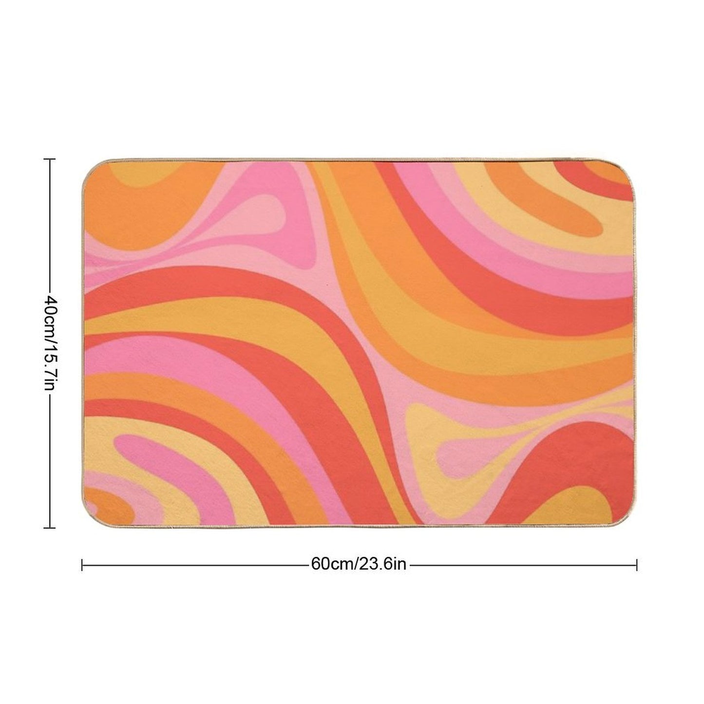 New Groove Retro Swirl Abstract Pattern Pink Orange Yellow  Dirt-Trapping Bath Mat
