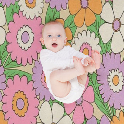Groovy Retro Flower Power Pattern in Lilac, Pink And Orange Throw Blanket