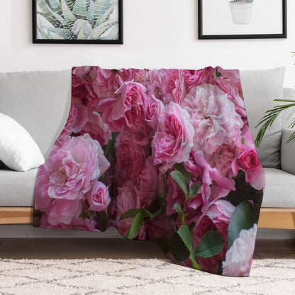 Pink Peonies Garden Throw Blanket