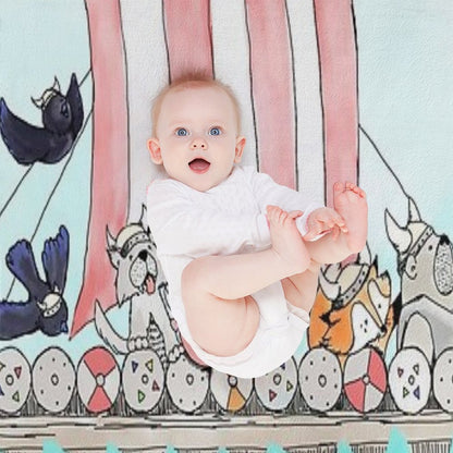 Viking Longship Blanket in Cardinal Red Throw Blanket