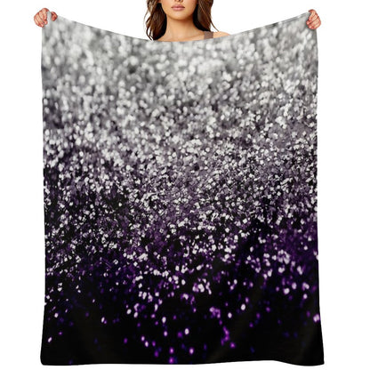 Dark Night Purple Black Silver Glam #1 (Photo of Glitter Only - Not Reflective) Throw Blanket