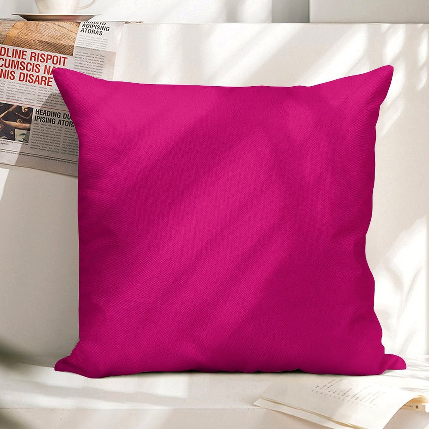 Hot Pink Fuchsia Solid Color Decor Linen Throw Pillow Cover
